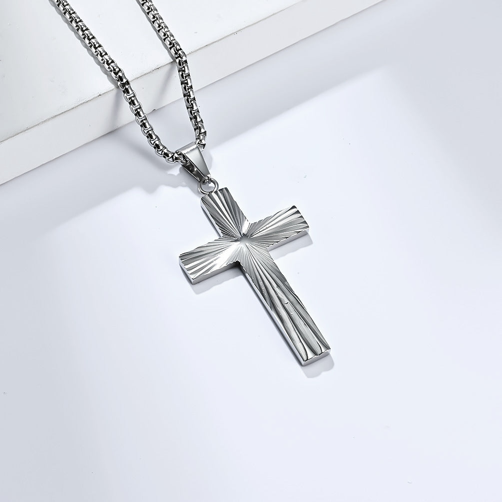 Cross-Border European And American Hip-Hop Style Stainless Steel Cross Necklace For Men