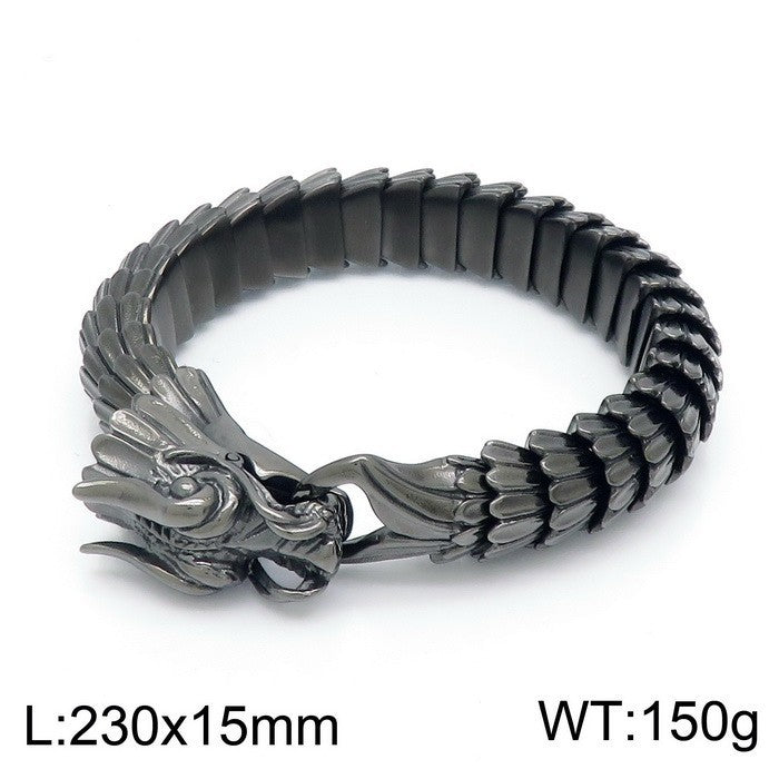 Zodiac Dragon Bracelet – Dragon Scale Pattern Men's Bracelet Stainless Steel Keel