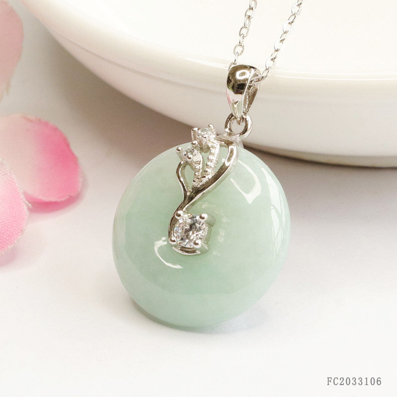 Jadeite Peace Buckle Silver Pendant — No Chain