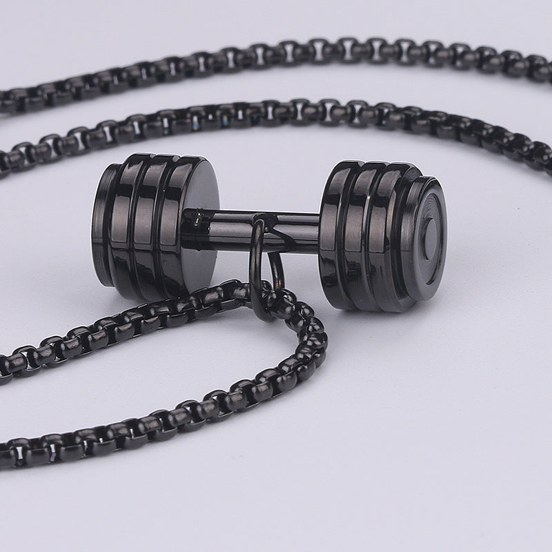 Planderful Barbell Necklace For Men Stainless Steel Gym Inspired Pendant Gift For Him
