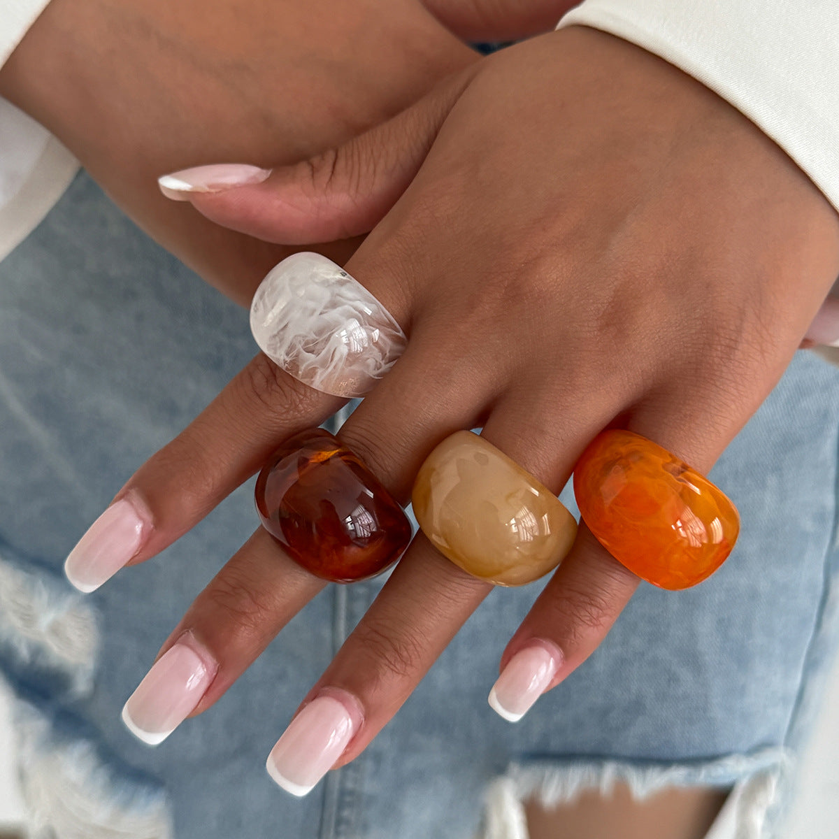 Planderful Vienna Verve Statement Ring Bread Shaped Wide Ring Maillard Color Hand Jewelry For Bold Fashion Lovers