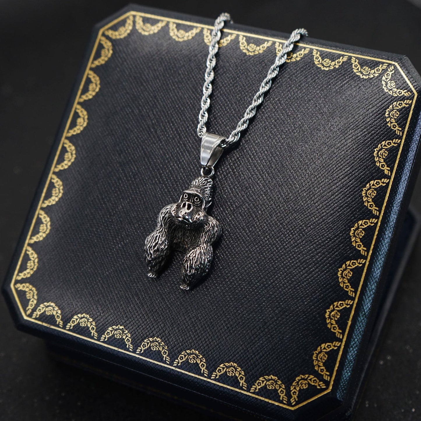 Steel Necklace – Vintage Gorilla Pendant