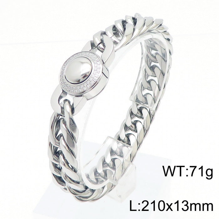 Bracelet Of The – Cnc Zircon Cuban Chain Titanium Steel Men's