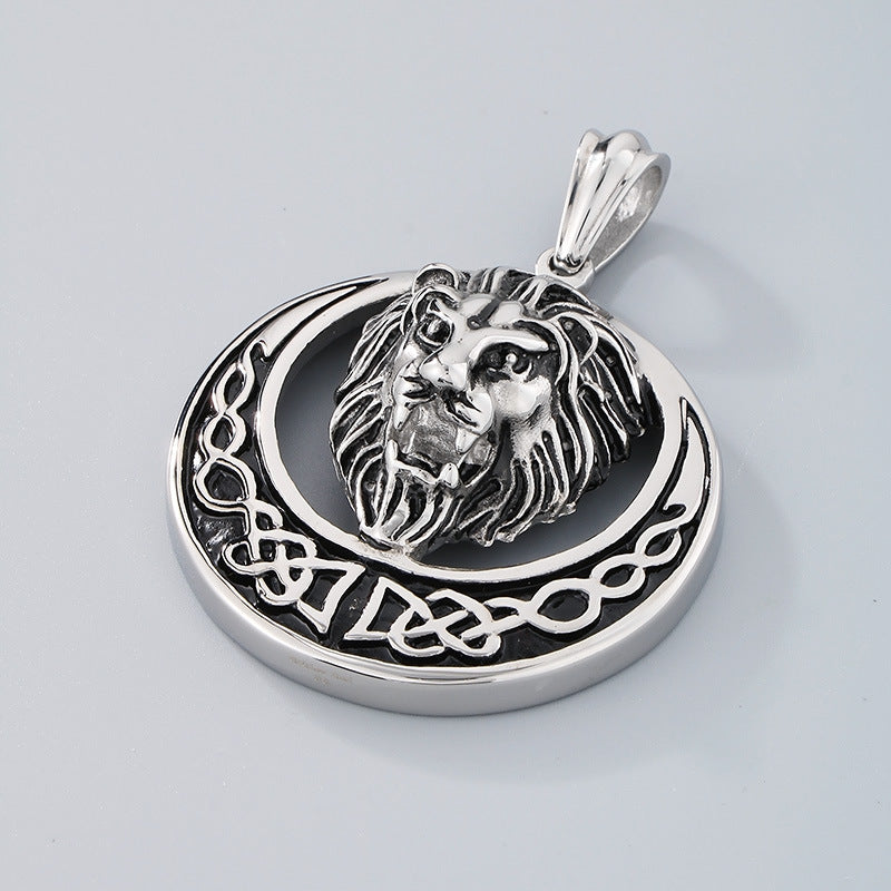 Lion Head Pendant Men Zircon Titanium Steel Planderful