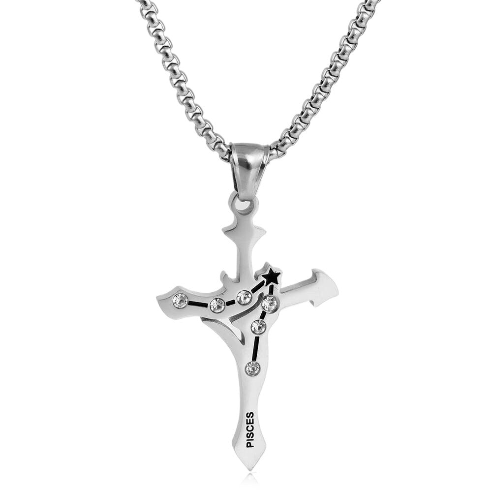 European And American Stainless Steel Constellation Cross Pendant