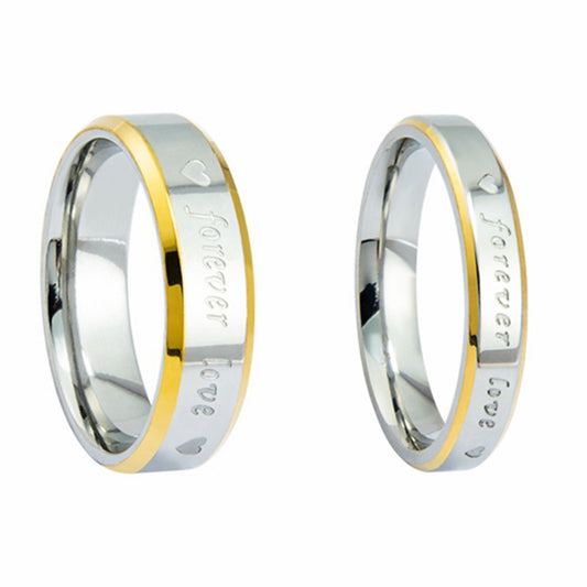 Forever Loves You Japanese and Korean Style Stainless Steel Couple Ring for Men and Women