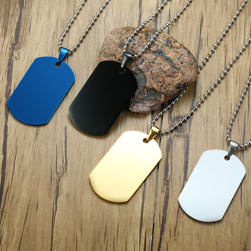 Stainless Steel Tag Pendant Glossy Personalized Accessories for Men