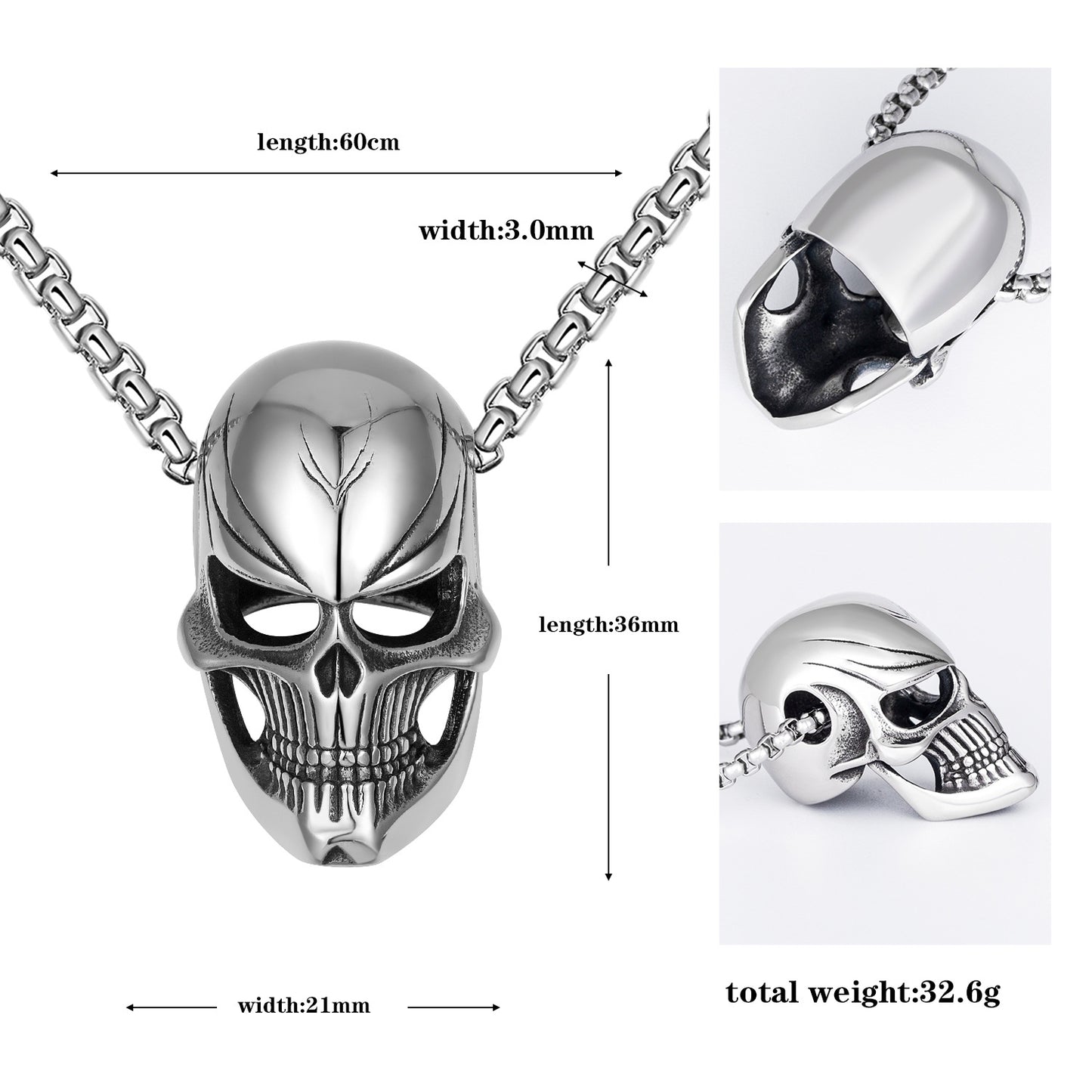 Titanium Steel Necklace – Statement Gothic Skull Pendant For Men With Bold Everyday Edge