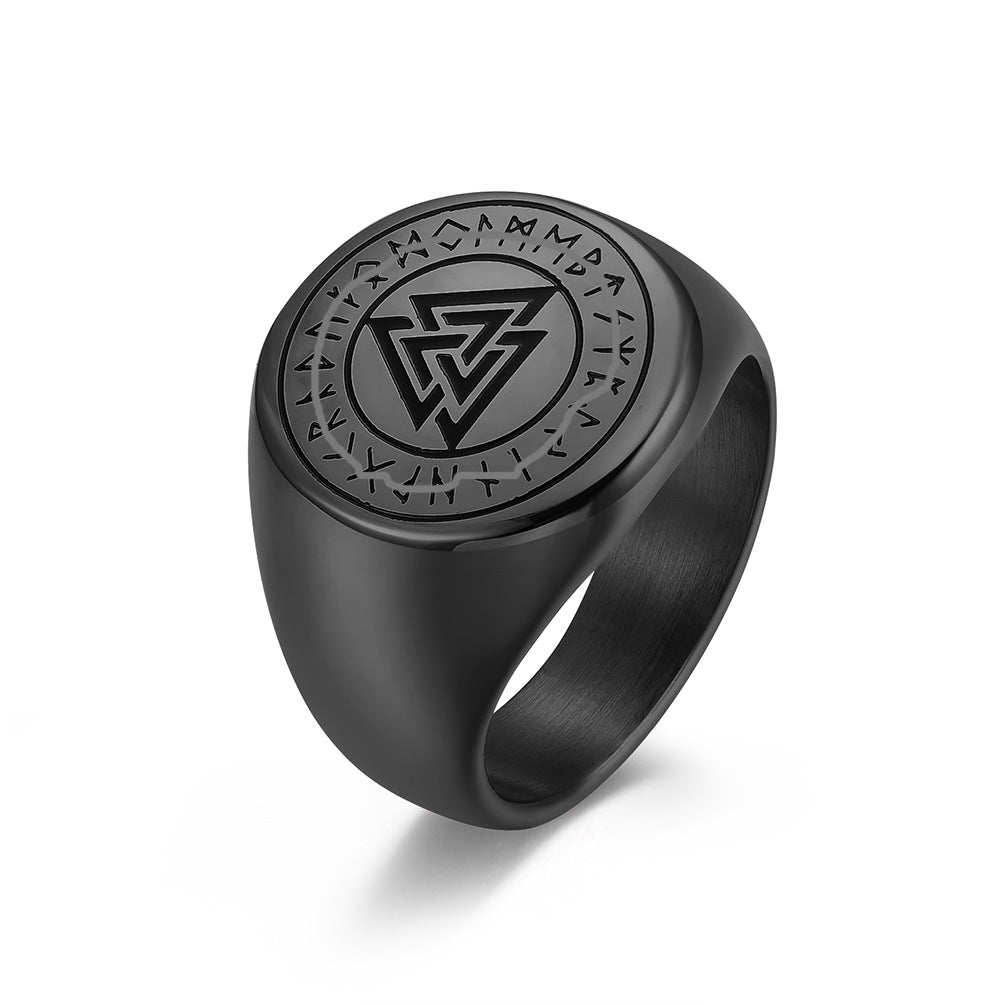 Amazon Nordic Viking Text Titanium Steel Ring for Men
