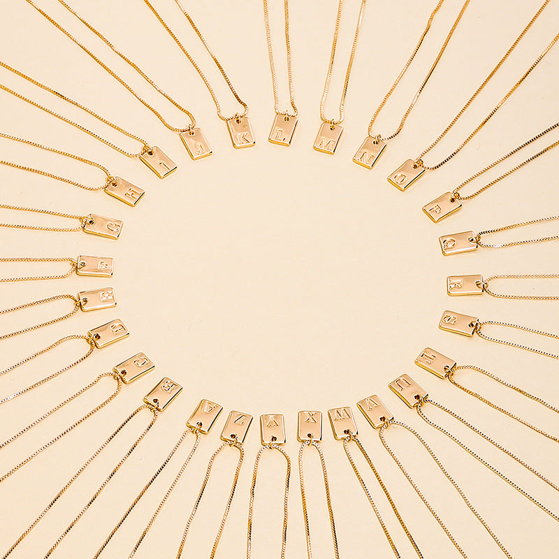 Chic Geometric Square Letter Pendant Necklace for Women