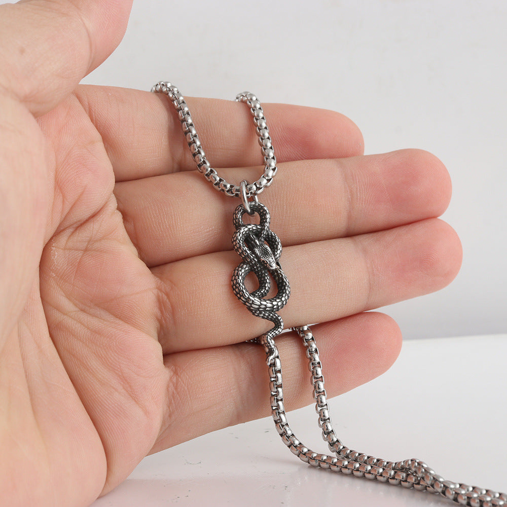 European And American Stainless Steel Snake Pendant Necklace