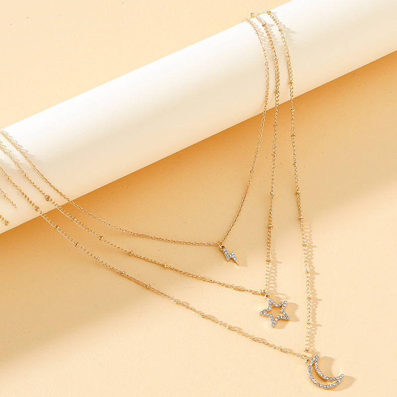 Celestial Charm Layered Necklace with French Flair
