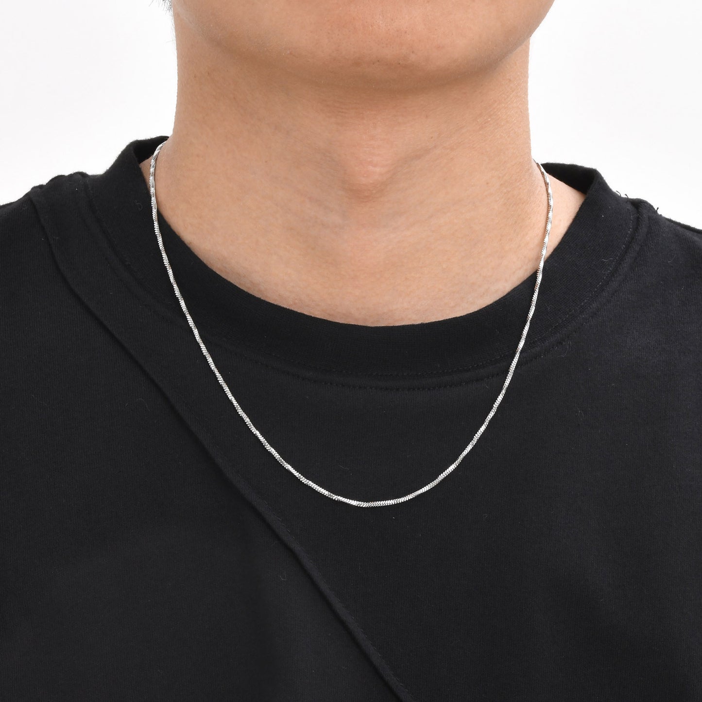 Men's Stainless Steel Twisted Square Snake Bone Chain Necklace
