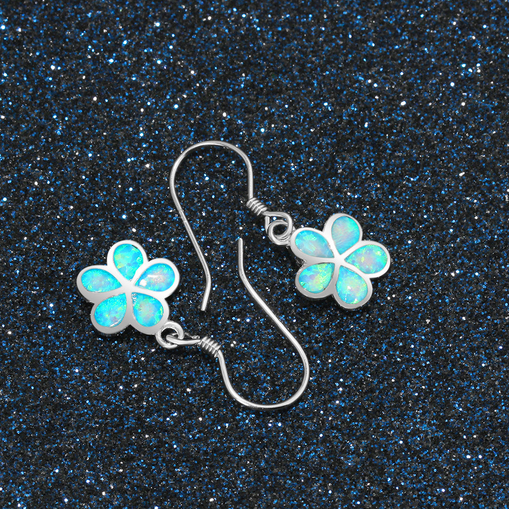 Planderful Jewelry Opal Earrings Sterling Silver Flower Pendant Design For Elegant Everyday Wear