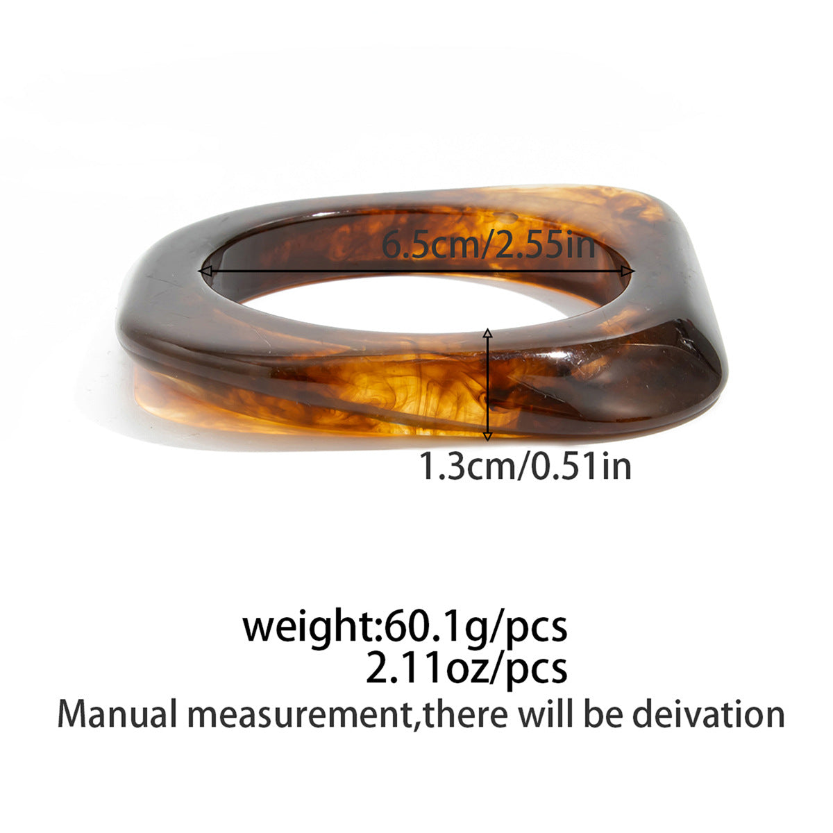 Wide Version Smudged Stone Pattern Semi-Transparent Bracelet Exaggerated Retro Special-Shaped Amber Tire