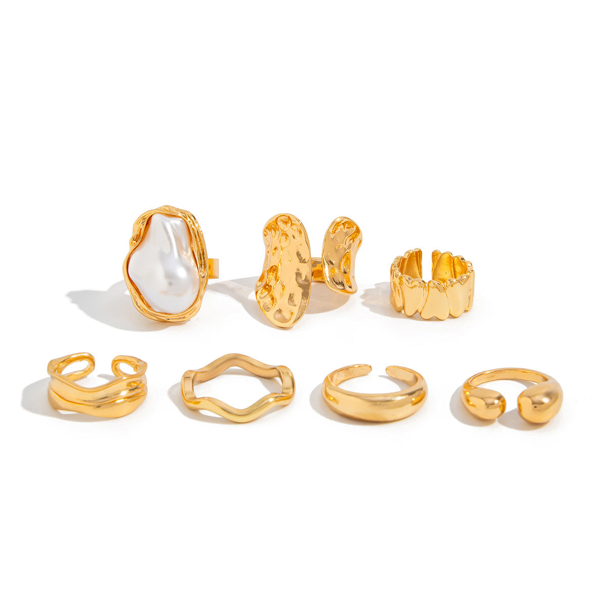 Planderful Vienna Verve Ring Set – Elegant Baroque Imitation Pearl Design