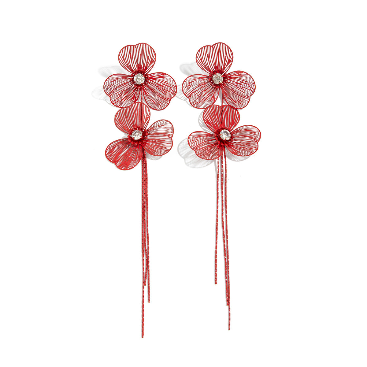 Ginkgo Biloba Flower Earrings With Long Snake Bone Chain Fringe For Elegant Women Planderful Vienna Verve Statement