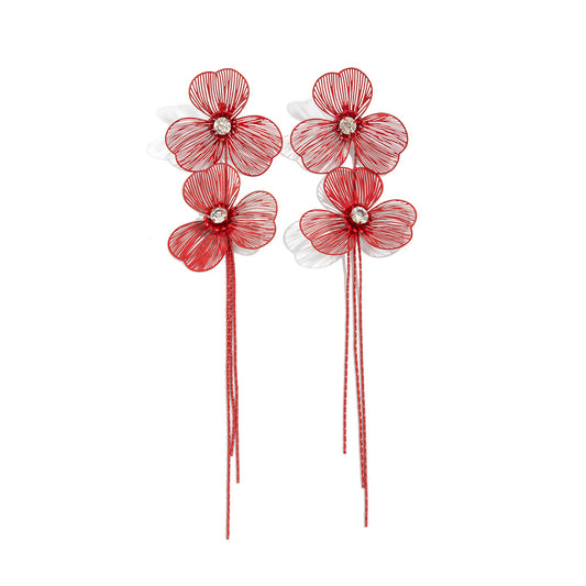Ginkgo Biloba Flower Earrings With Long Snake Bone Chain Fringe For Elegant Women Planderful Vienna Verve Statement