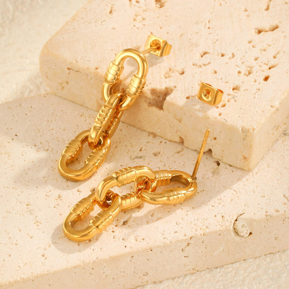 Contemporary Gold-Tone Stainless Steel Earrings