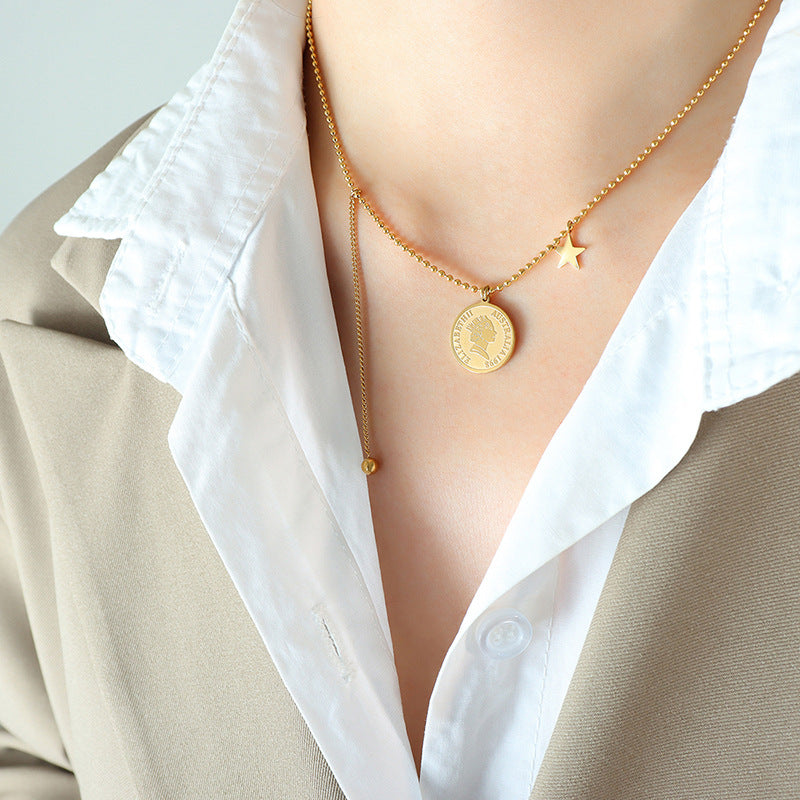 Spicy Girl Trend Queen Necklace - Titanium Steel Portrait Pendant