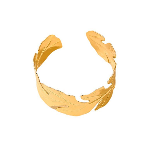 Exaggerated Leaf Design Statement Bracelet - Retro Chic Jewelry Piece