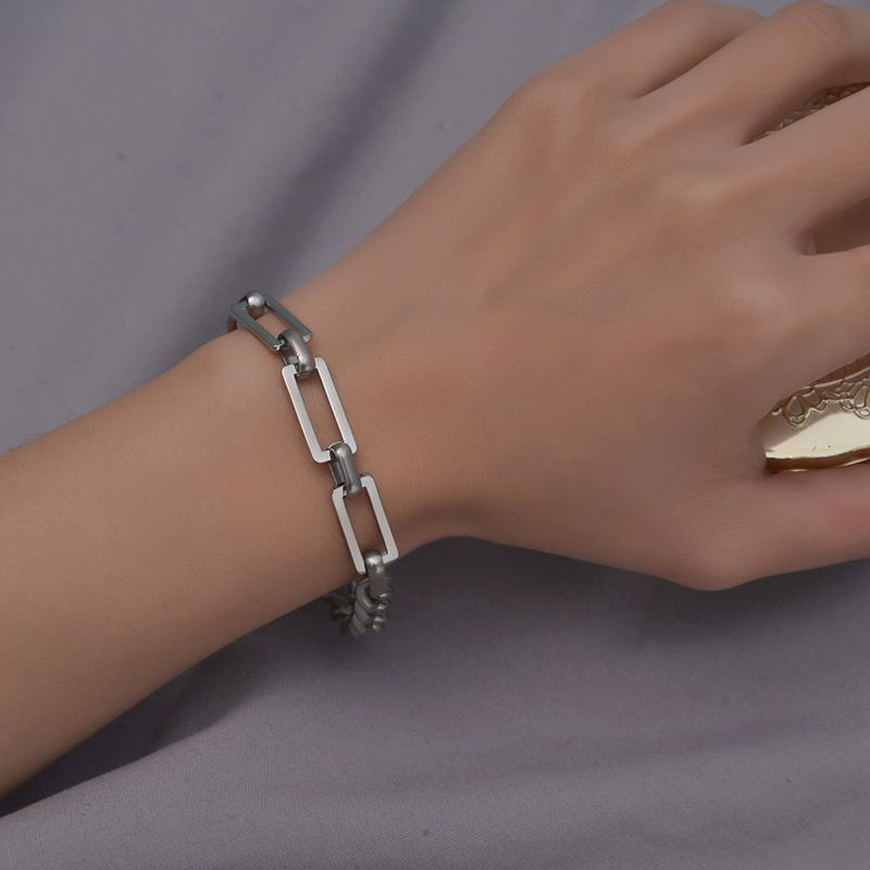 Planderful Jewelry Titanium Steel Bracelet Geometric Line Chain For Women Minimalist Everyday