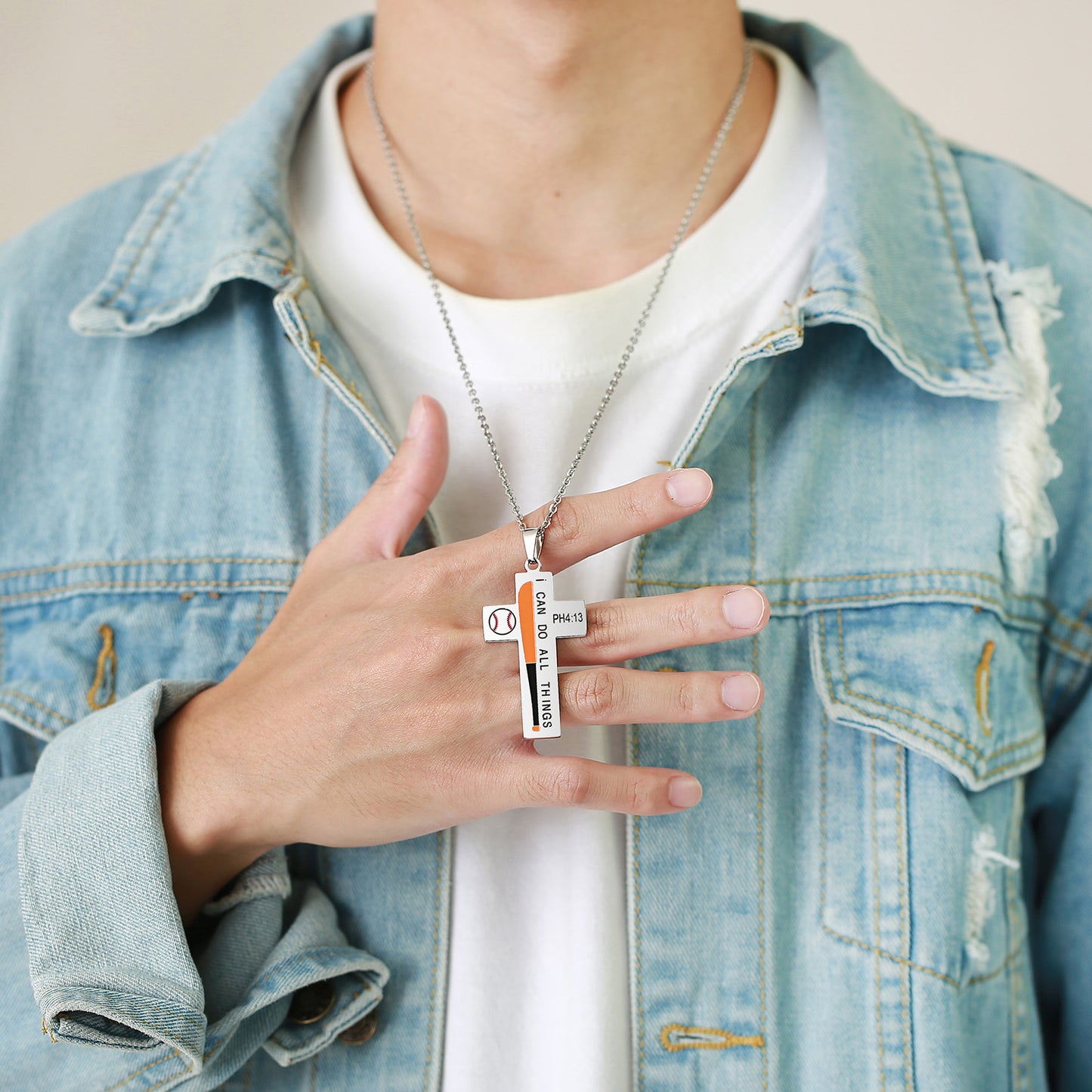 Stainless Steel Cross Pendant Necklace Men's Simple Jewelry