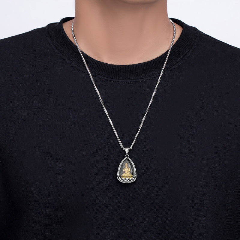 Steel Necklace – Vintage Patron Saint Pendant Necklace