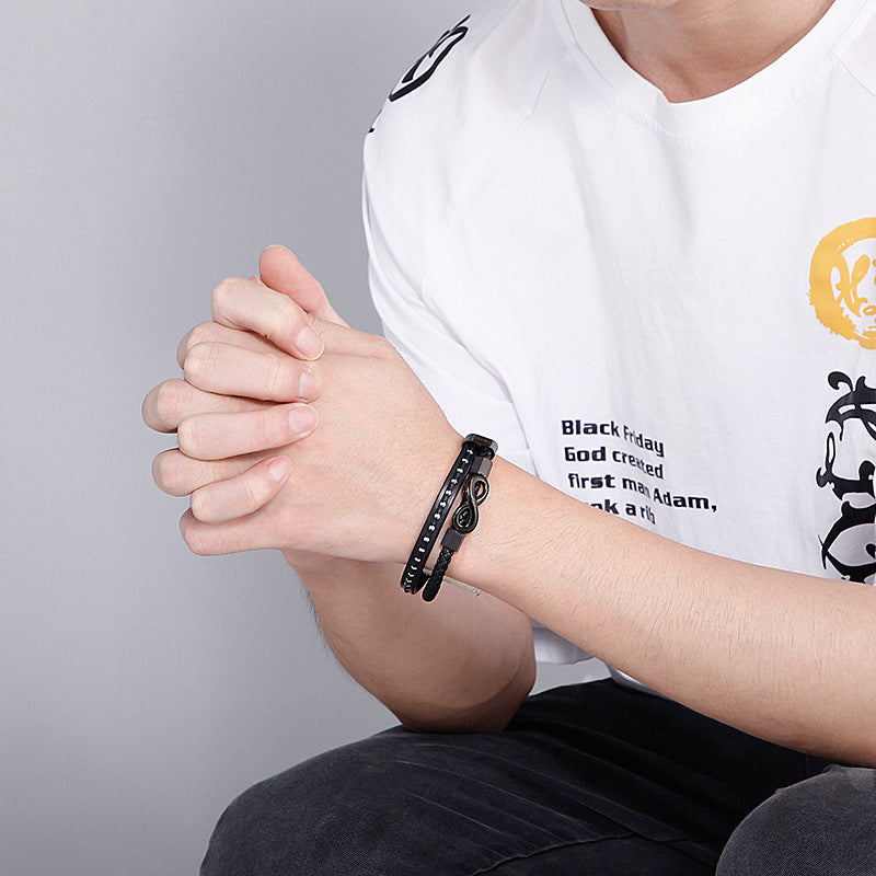 Planderful Mens Leather Bracelet Everyday Genie Weave