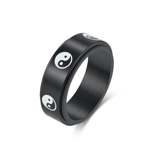 Steel Ring – Elegant Taoist Yin Yang Taiji Ring
