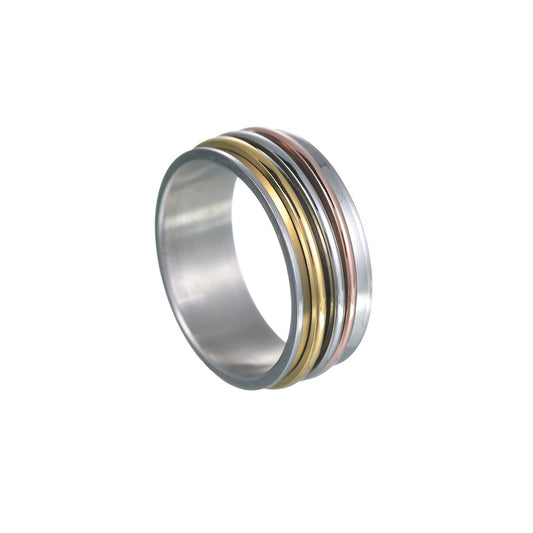 Tricolor Titanium Steel Minimalist Rotating Ring Bracelets for Men