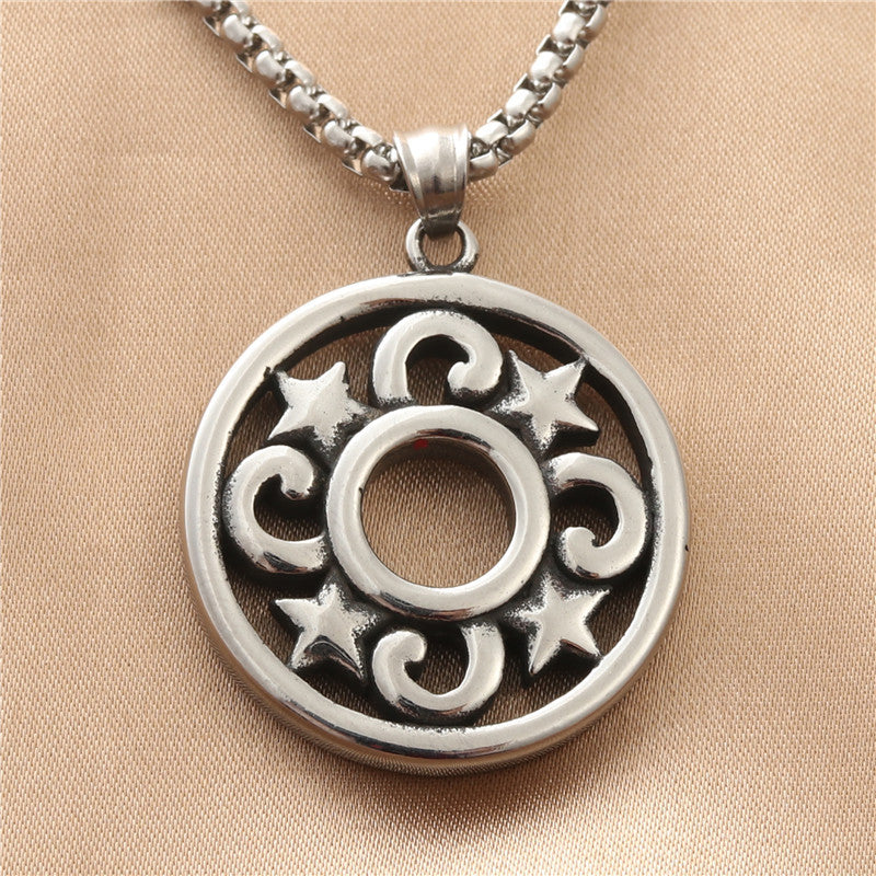 Personalized Titanium Steel Five-Pointed Star Pendant Necklace for Men - Retro Punk Style