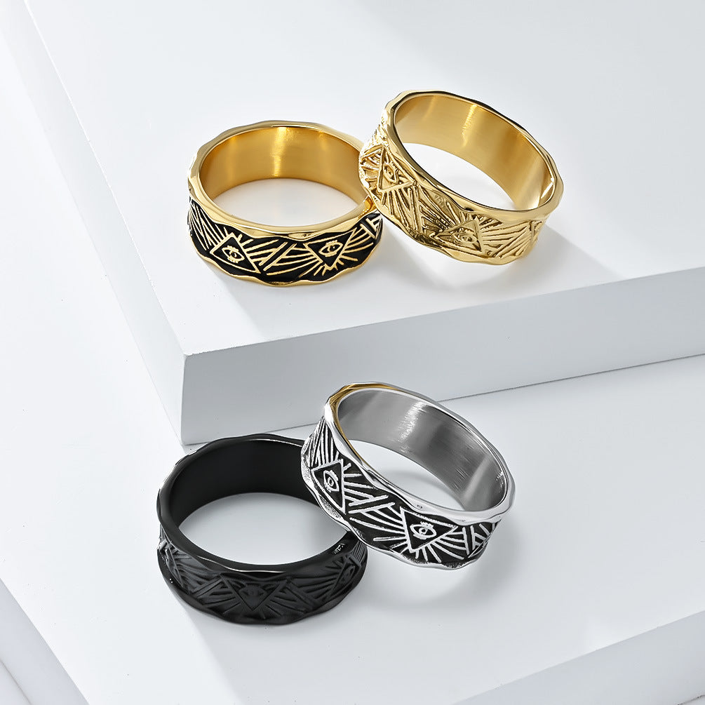 Retro Style Eye of Horus Titanium Steel Ring for Men