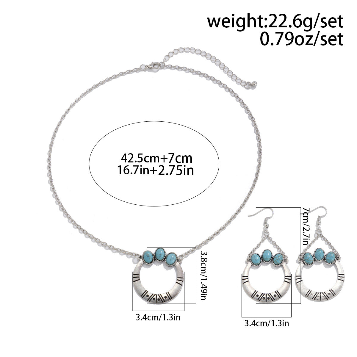Turquoise-Style Palm Tree Jewelry Set