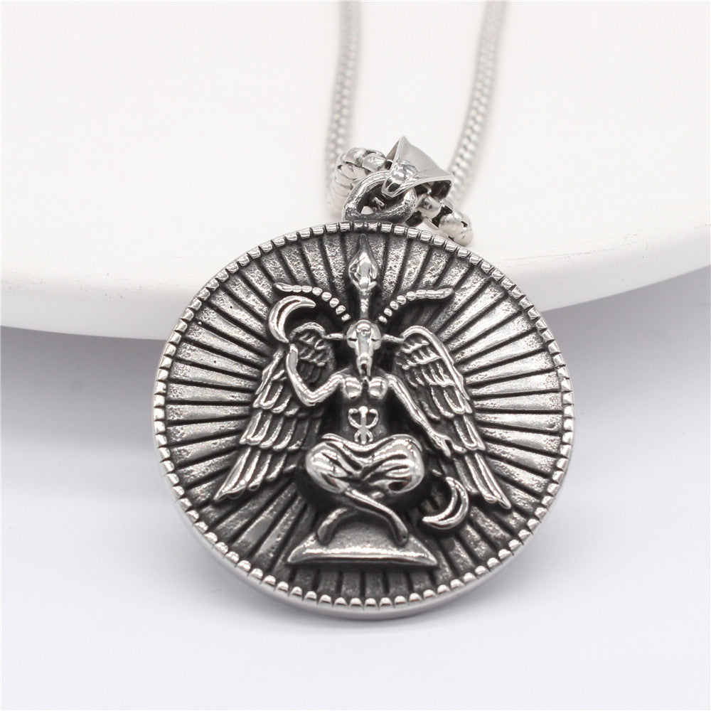 Planderful Titanium Steel Pendant With Thai Elephant God Wings For Men Unisex Protection Charm
