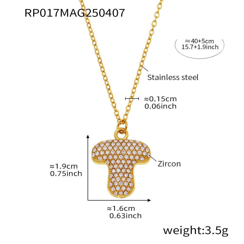 Planderful 26 Letter Zircon Necklace Gold Plated Hip Hop