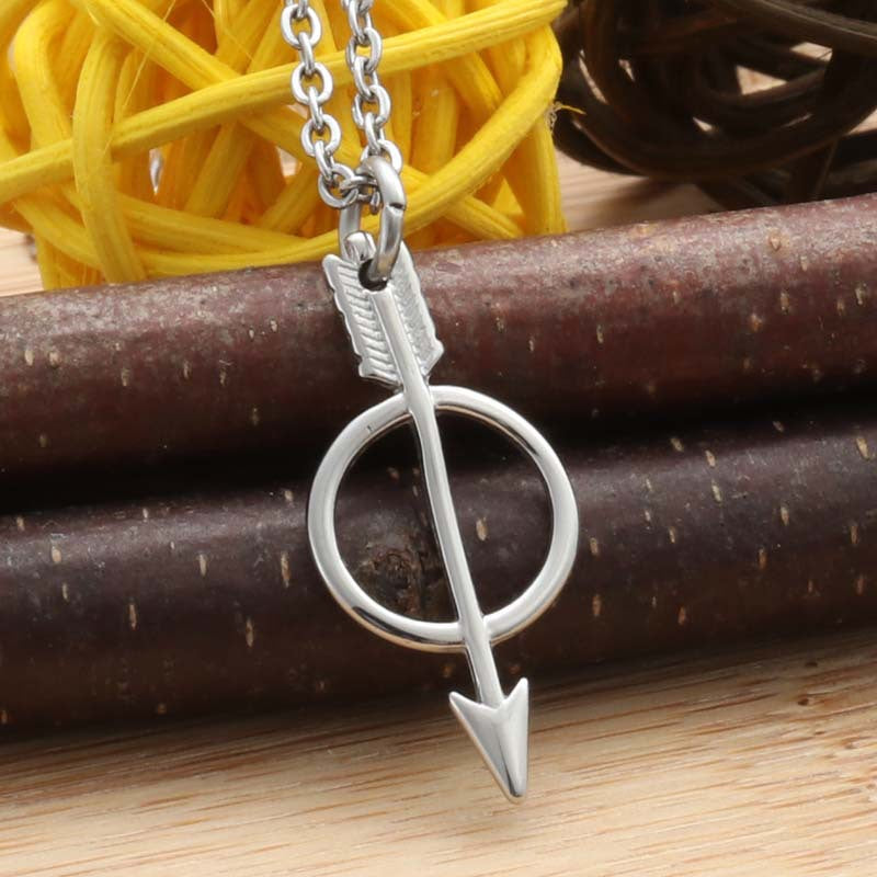 Titanium Steel Shot Arrow Pendant Necklace for Men and Women - Trendy Punk Archery Design