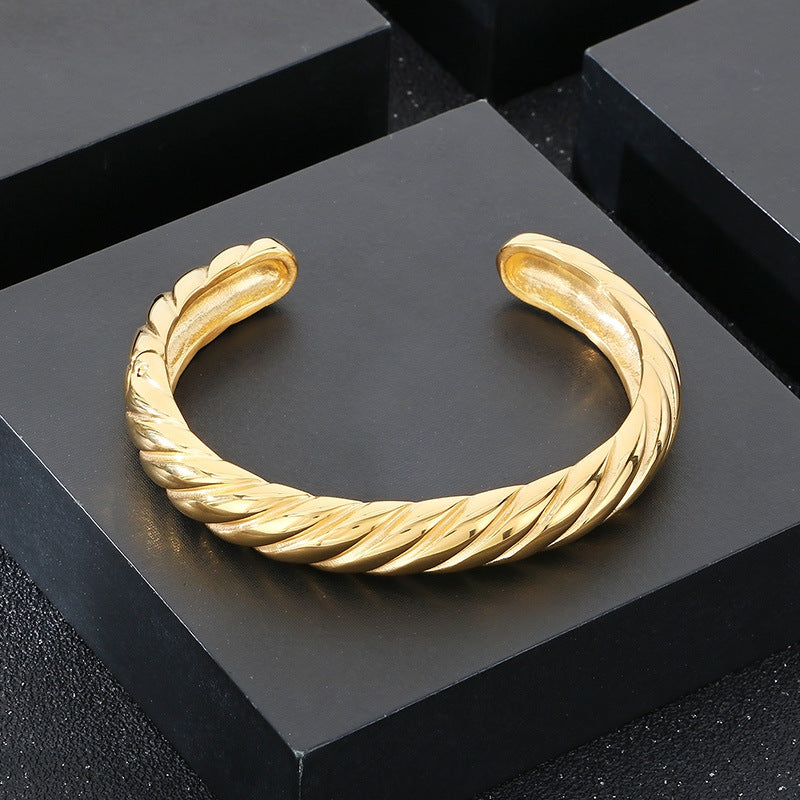 Planderful Men C Shaped Hipster Bracelet 18k Gold Plated
