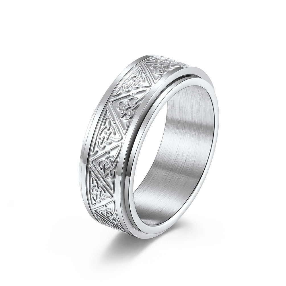 Planderful Rotatable Celtic Knot Stainless Steel Ring For Anxiety Relief Unisex Jewelry Size 7 To 12