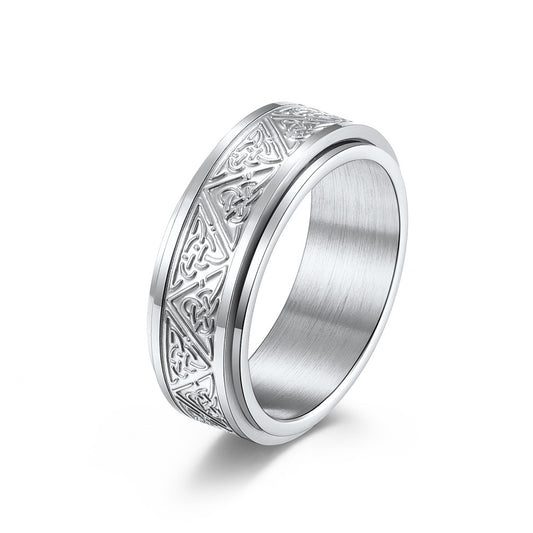 Planderful Rotatable Celtic Knot Stainless Steel Ring For Anxiety Relief Unisex Jewelry Size 7 To 12