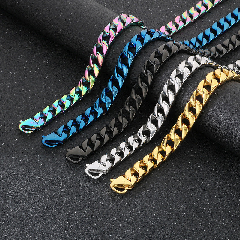Planderful 15mm Titanium Steel Cuban Chain Necklace For Men
