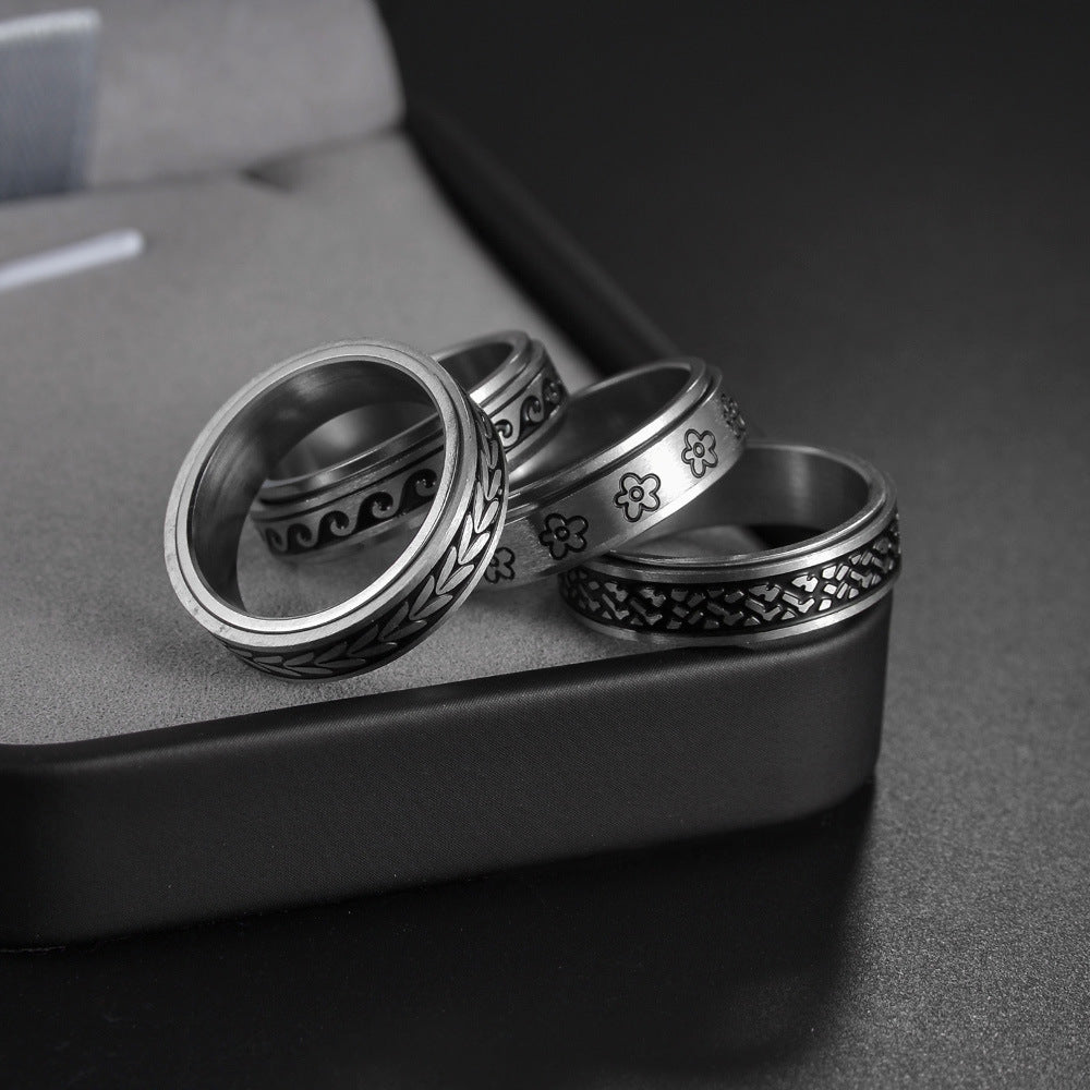 Rotating Titanium Steel Pressure Relieving Ring - Unisex US Standard Size 5-12 from Planderful Collection