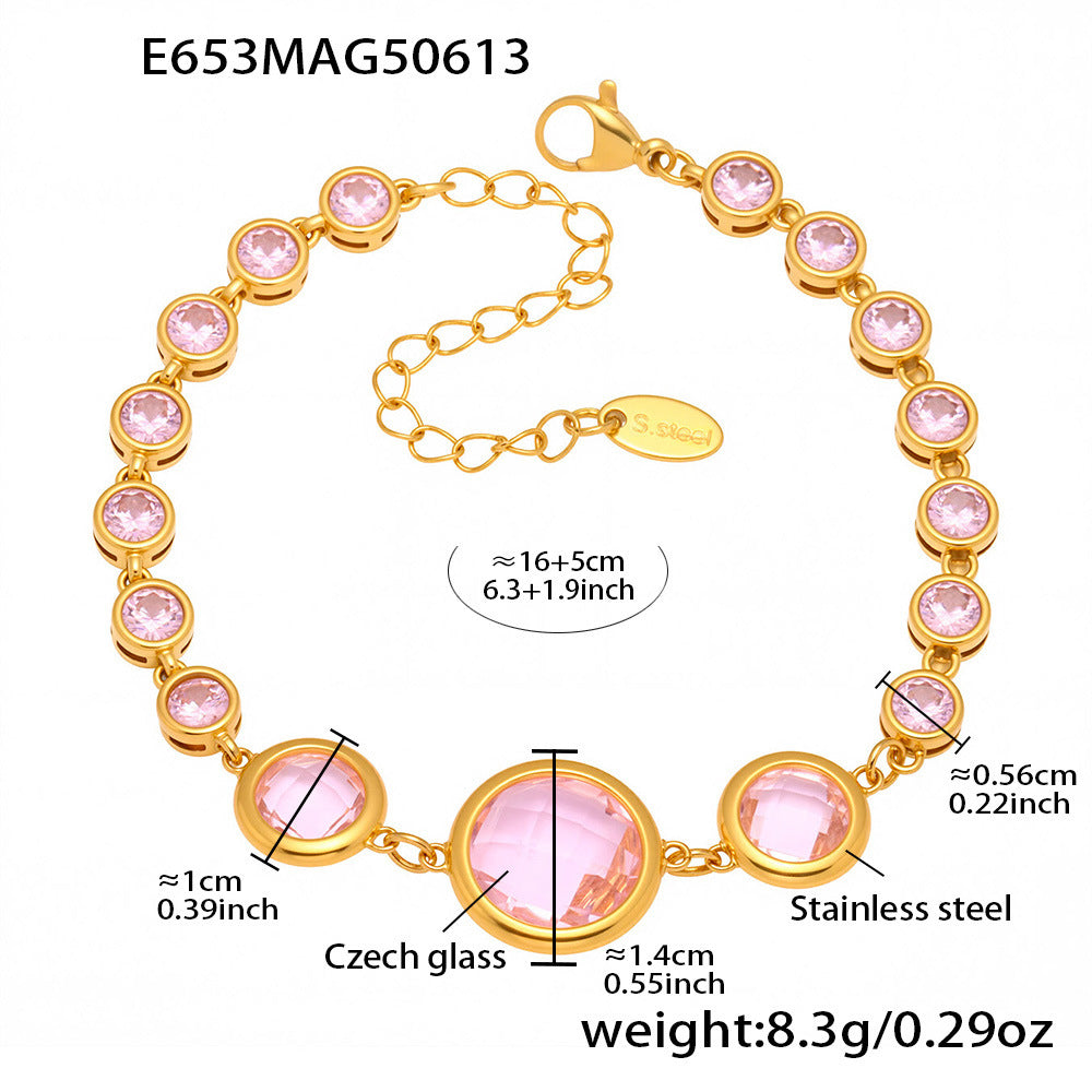 Planderful Czech Glass Bracelet For Women Luxury 18K Gold