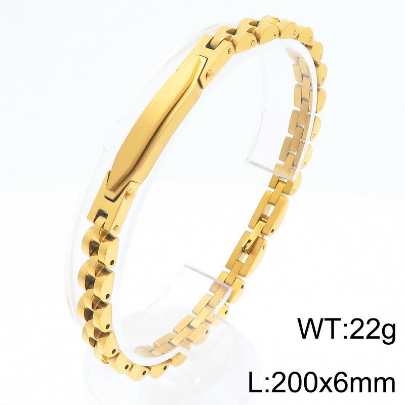 Couple Bracelet – Japan & South Korea 6mm Curved Bar Strap Chain Titanium Steel Unisex