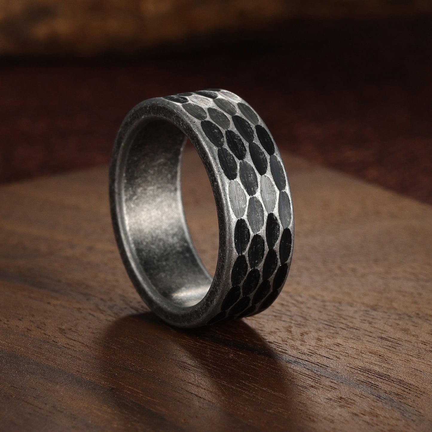 Planderful Everyday Genie Hammer Pattern Mens Ring Hip Hop