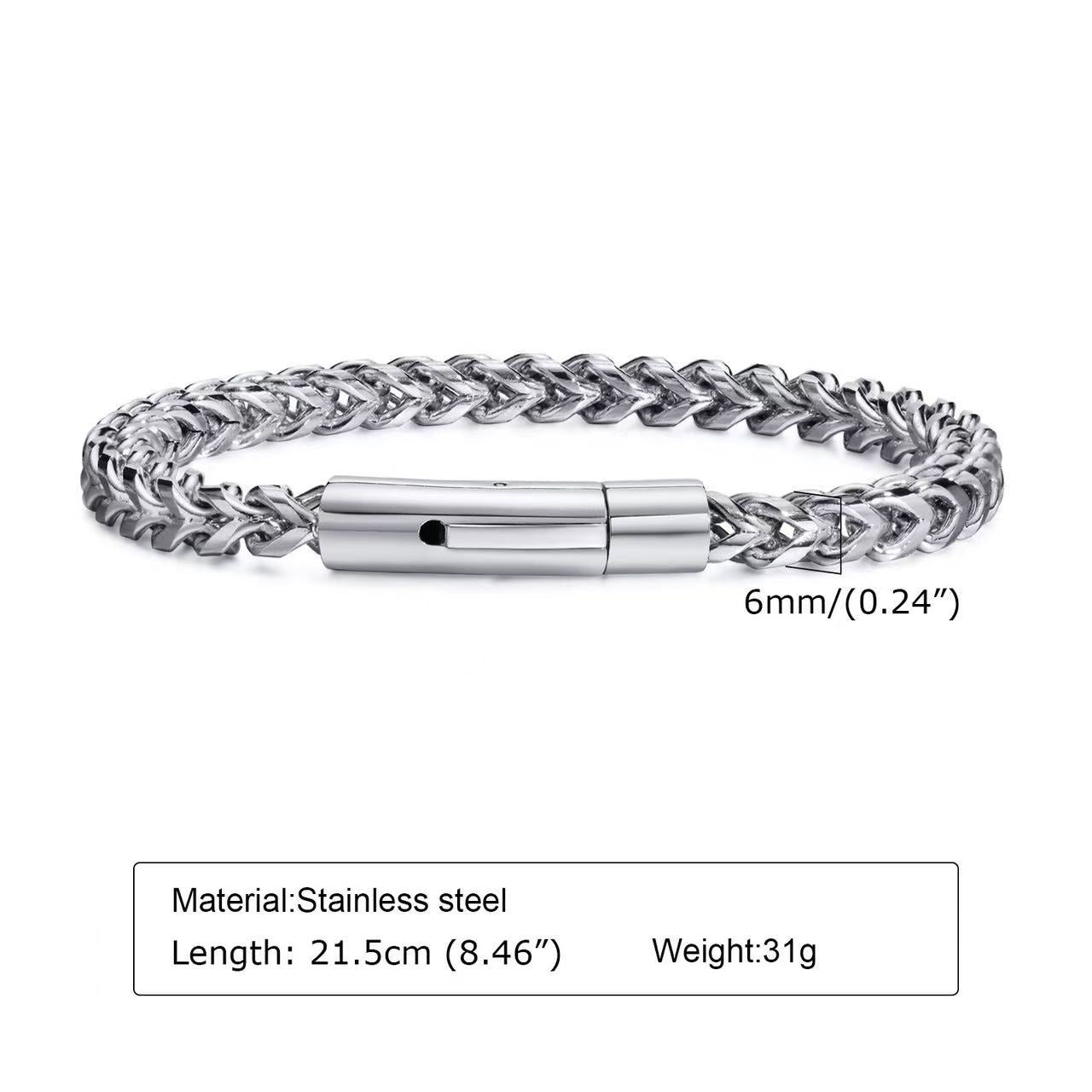Planderful Jewelry Titanium Steel Bracelet With Round Front And Back Chain Design For Men