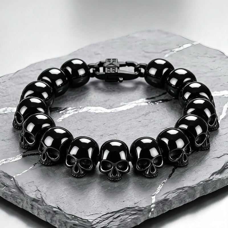 Punk Style Goth Ghost Head Bracelet Hip Hop Rock Three-Dimensional Skull Vacuum Plated