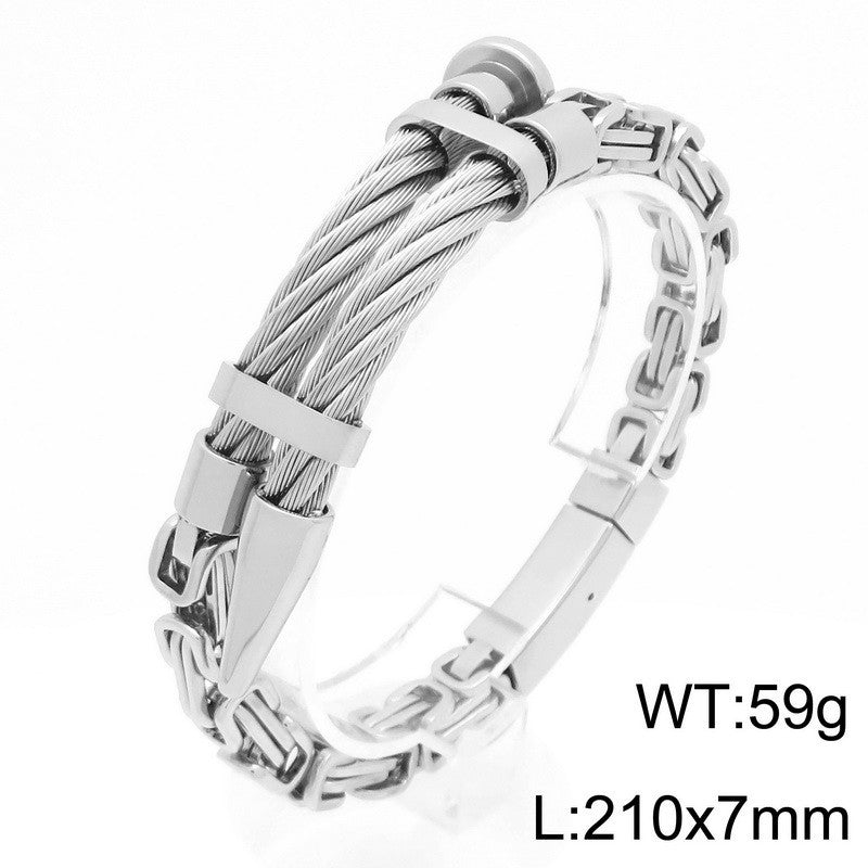 Design Braided Wire Steel Wire Nail – Punk Rock Emperor Chain Titanium Steel Men's Bracelet