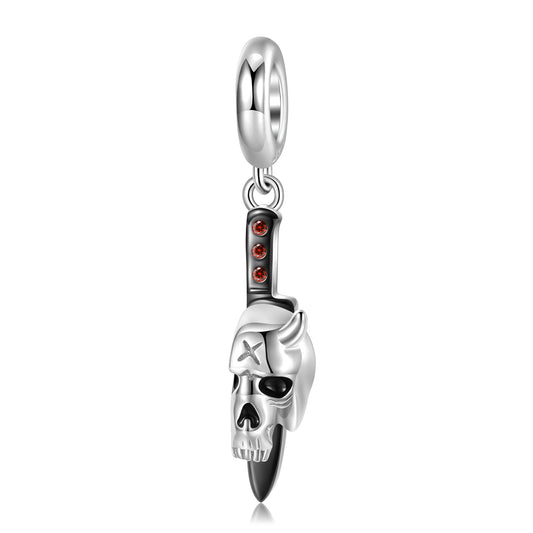 Halloween Skull Knife Silver Pendant