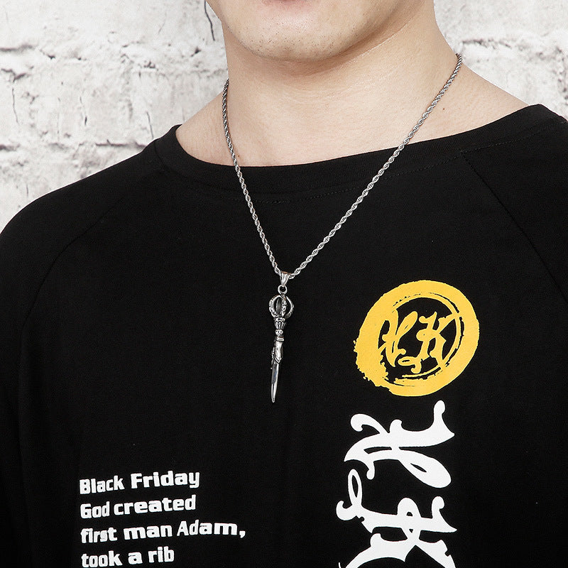 Bold and Edgy Stainless Steel Men's Pendant with Vintage Flair